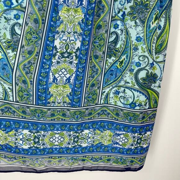 NWT London Times Sleeveless Blue Paisley Dress Sz 14 Garden Fairy Flowy Y2K 90s - Picture 12 of 16